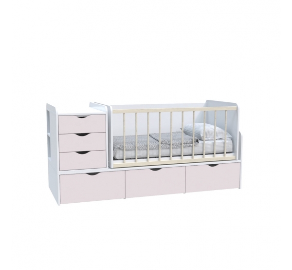  Дитяче ліжечко- трансформер 3 в 1 Binky ДС504A рожевий МДФ